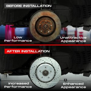 Dodge Hornet Brake Kit - Rear - R1 Concepts - Brake Pads + Drilled/ Slotted Rotor Set