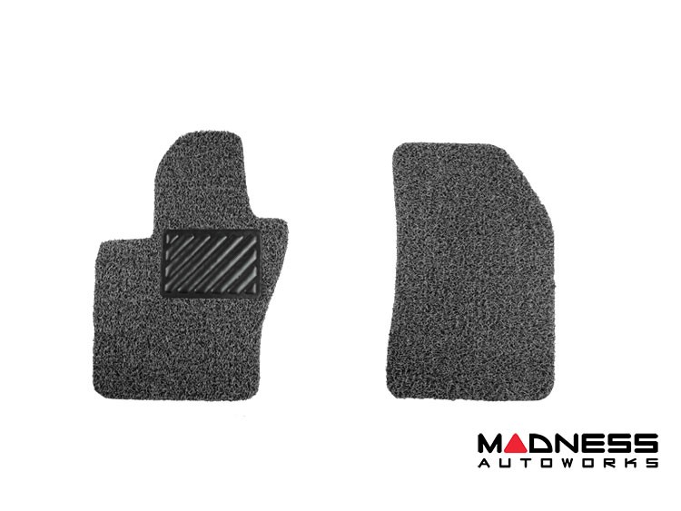 Dodge Hornet Floor Mats - All Weather - Rubber Woven Carpet - Front Set - Black + Grey 