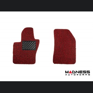 Dodge Hornet All Weather Floor Mats - Rubber Woven Carpet - Front Set - Red + Black 