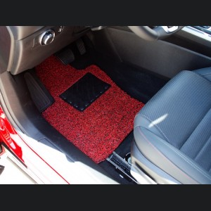 Dodge Hornet All Weather Floor Mats - Rubber Woven Carpet - Front Set - Red + Black 