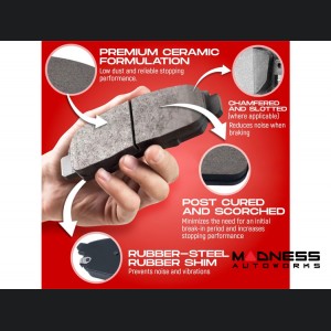Dodge Hornet Brake Kit - Rear - R1 Concepts - Ceramic Brake Pads - eLINE Drilled + Slotted Rotors