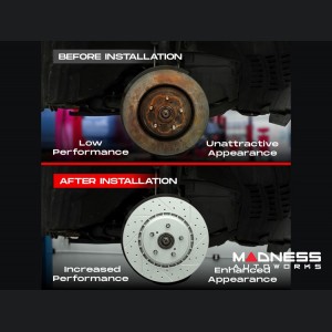 Dodge Hornet Brake Kit - Rear - R1 Concepts - Ceramic Brake Pads - eLINE Drilled + Slotted Rotors