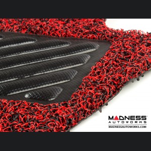 Dodge Hornet All Weather Floor Mats - Rubber Woven Carpet - Front Set - Red + Black 