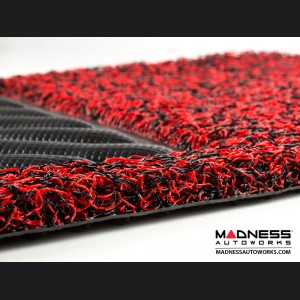 Dodge Hornet All Weather Floor Mats - Rubber Woven Carpet - Front Set - Red + Black 