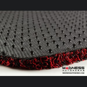 Dodge Hornet All Weather Floor Mats - Rubber Woven Carpet - Front Set - Red + Black 