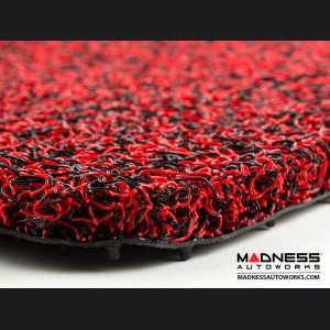 Dodge Hornet All Weather Floor Mats - Rubber Woven Carpet - Front Set - Red + Black 